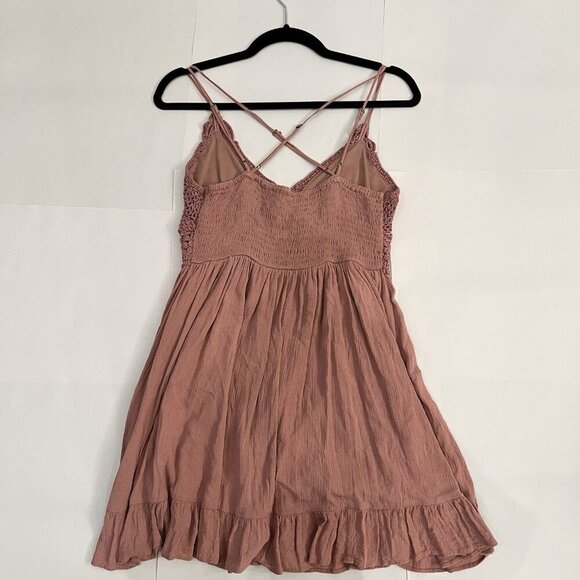Aeropostale Womens Crocheted Lace V-Neck Fit & Flare Mini Dress Size Medium Rose - Picture 2 of 10